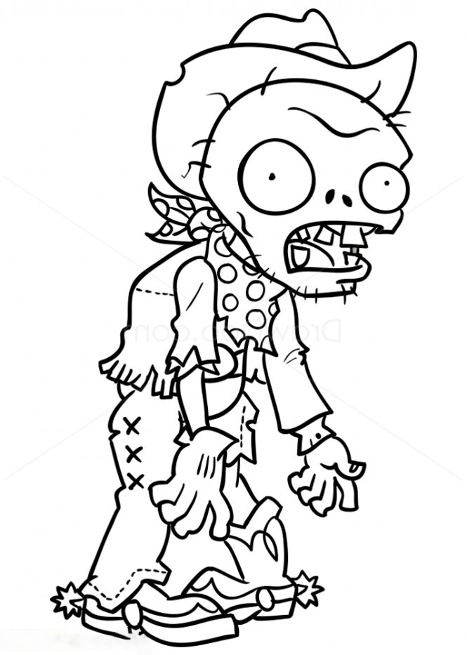 Desenho de Cowboy Zombie para Colorir