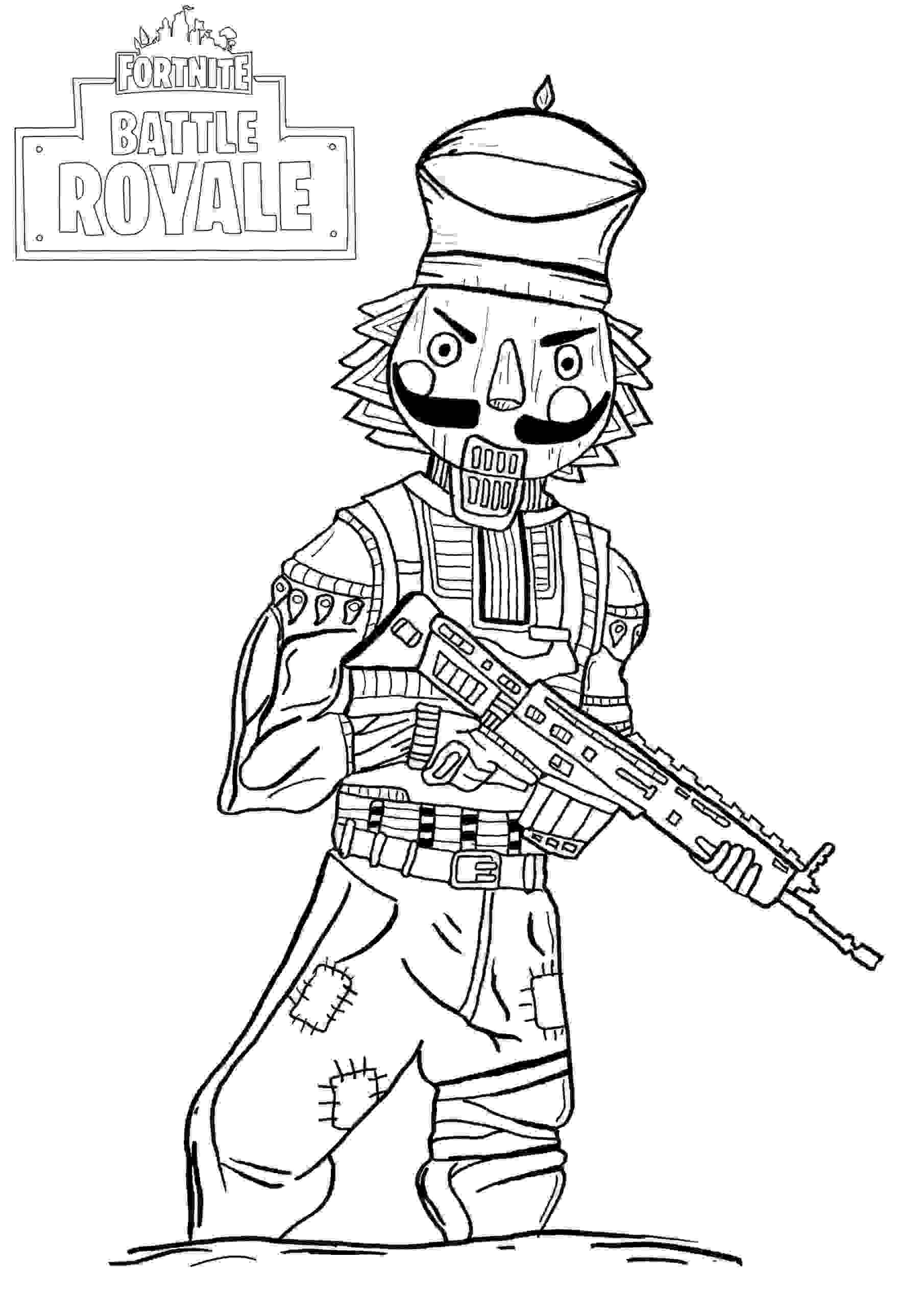 Crackshot carries Scar from Fortnite gaame Coloring Pages