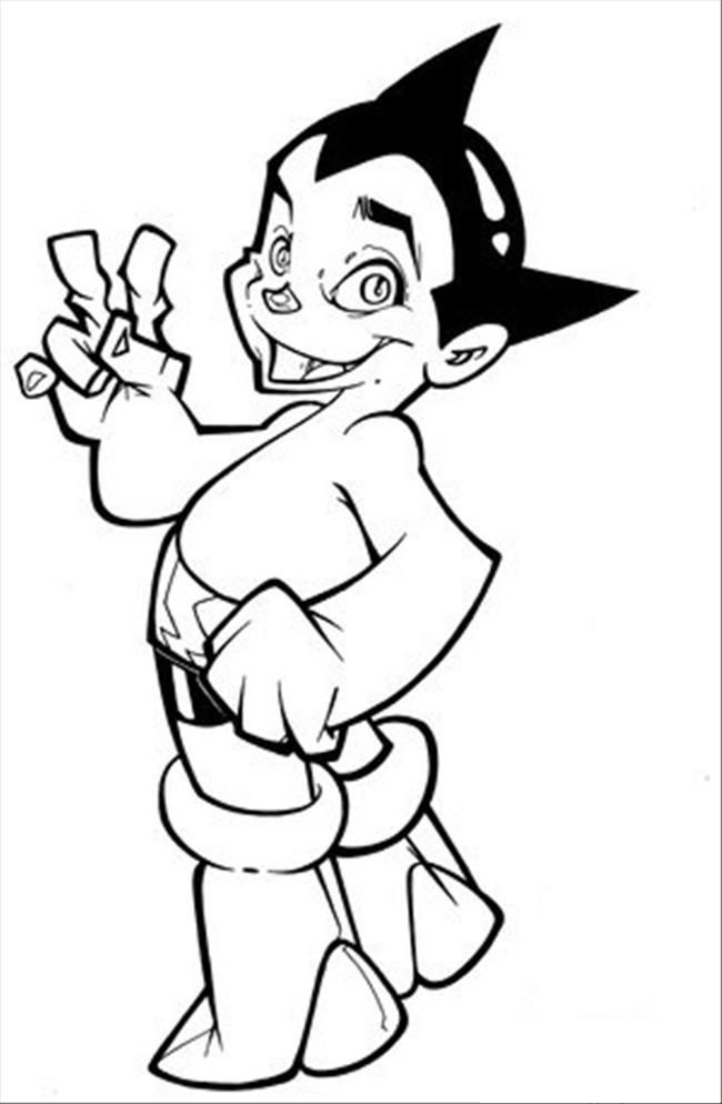 Creepy Smiling Atom Astro Boy Coloring Page