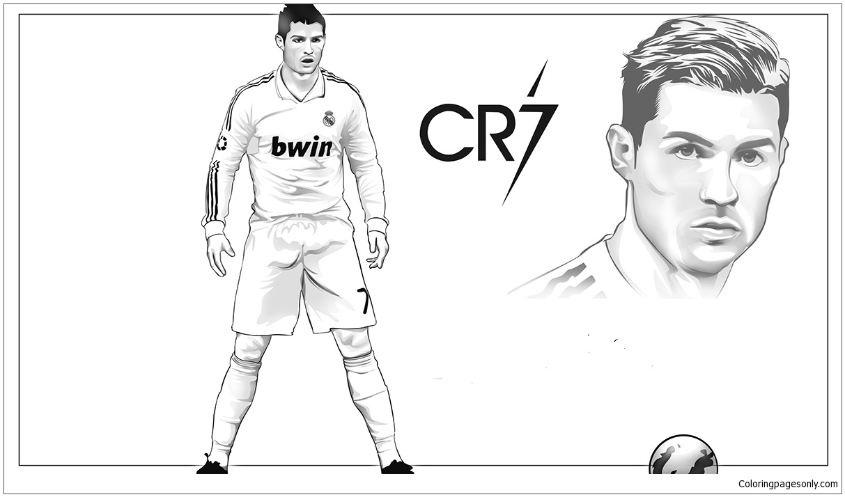 Página para colorir de Cristiano Ronaldo PDF para colorir