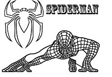 Crouching Spiderman Coloring Page