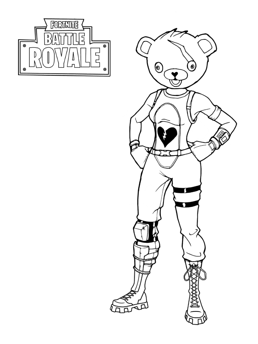 Cuddle Team Leader in Battle Royal from Fortnite Game Coloring Page