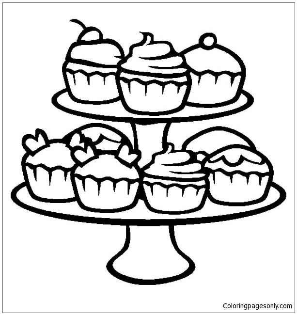 Cupcakes For Party Coloring Pages