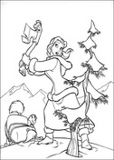 Princess Belle cuts a tree from Beauty and the Beast Coloring Page
