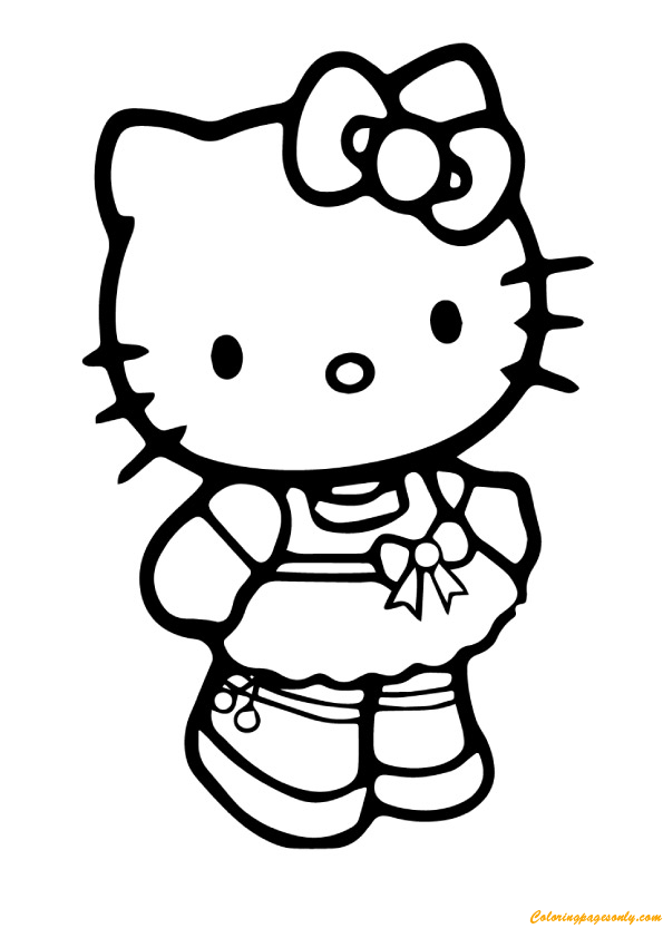 Cute And Little Hello Kitty Coloring Page - Free Coloring Pages Online