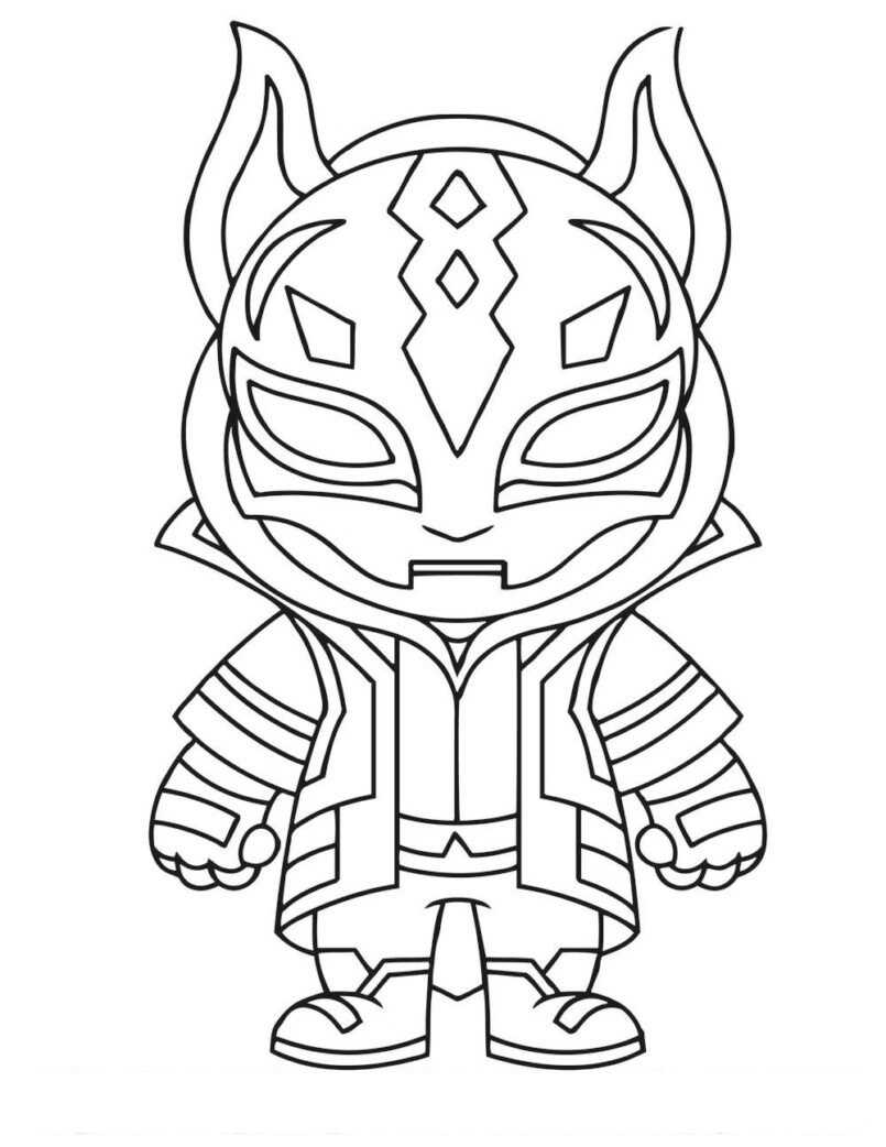 Cute Baby Drift Is Wearing Mask Coloring Pages