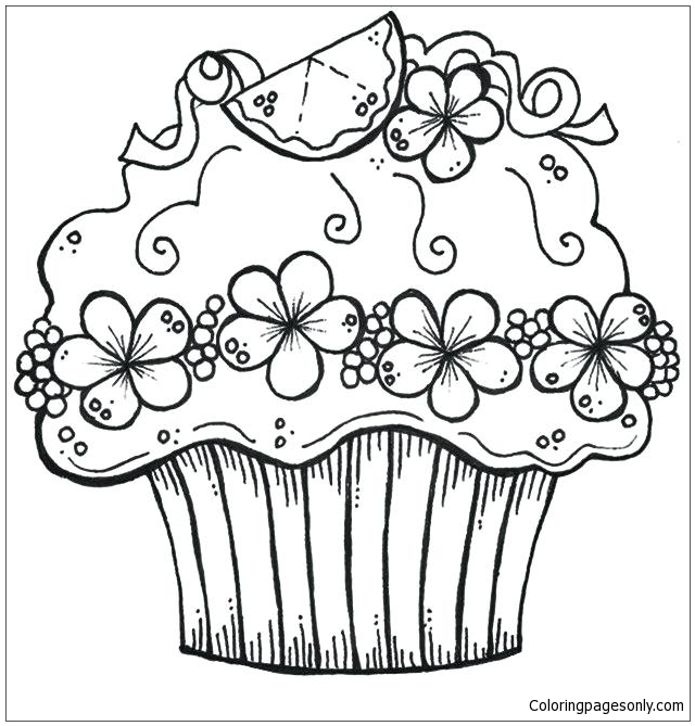 Cute Birthday Cupcake Coloring Pages