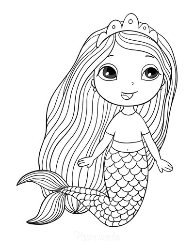 Cute child mermaid Coloring Pages