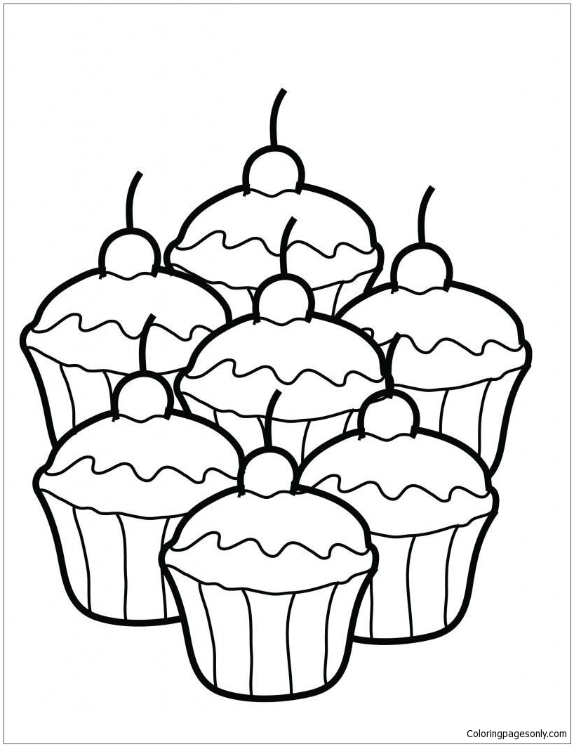 Cute Dessert Coloring Page