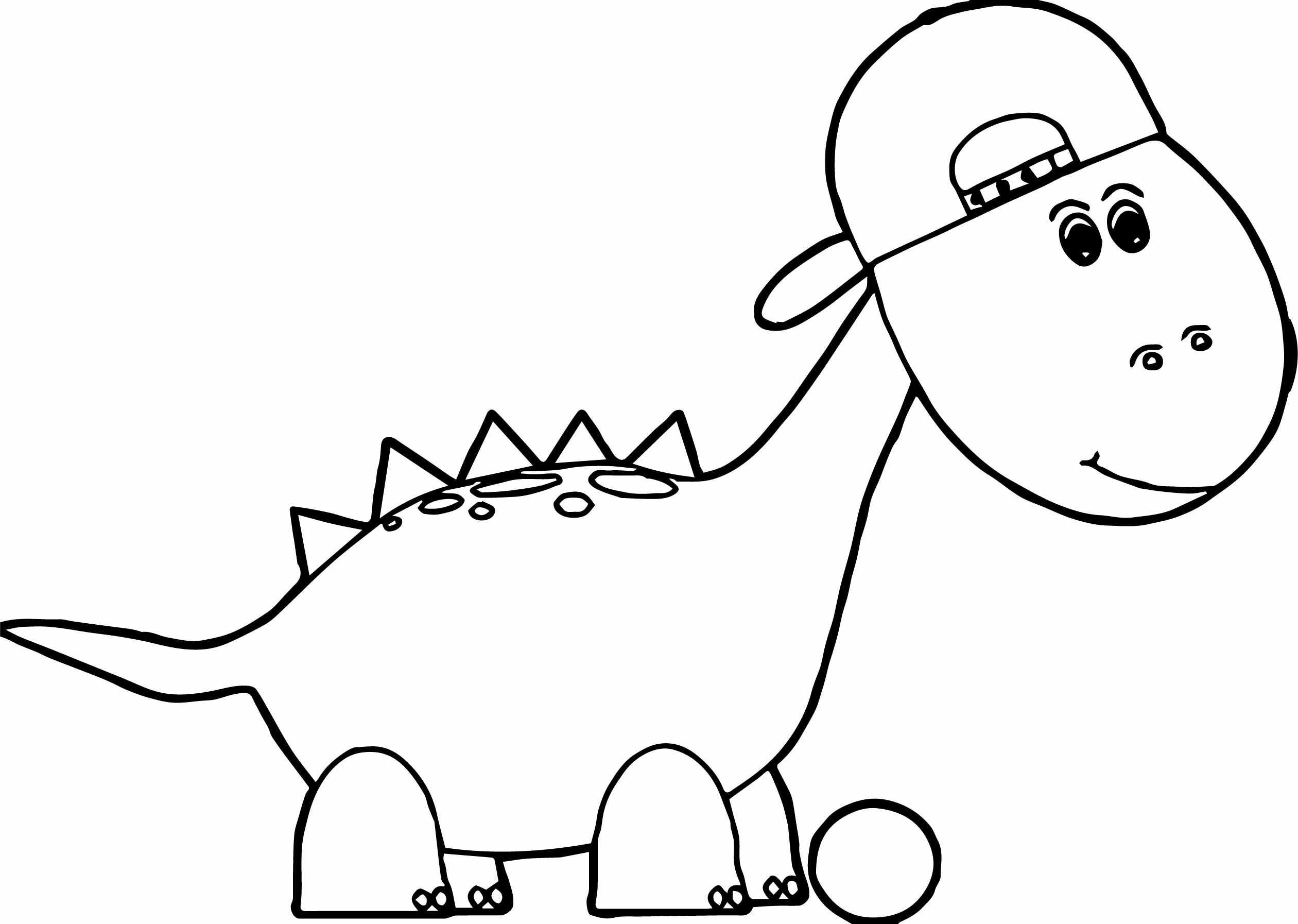 Cute Dinosaur wearing a cap Coloring Page