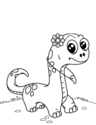 Cute Dinosaur with tooth necklace Coloring Pages