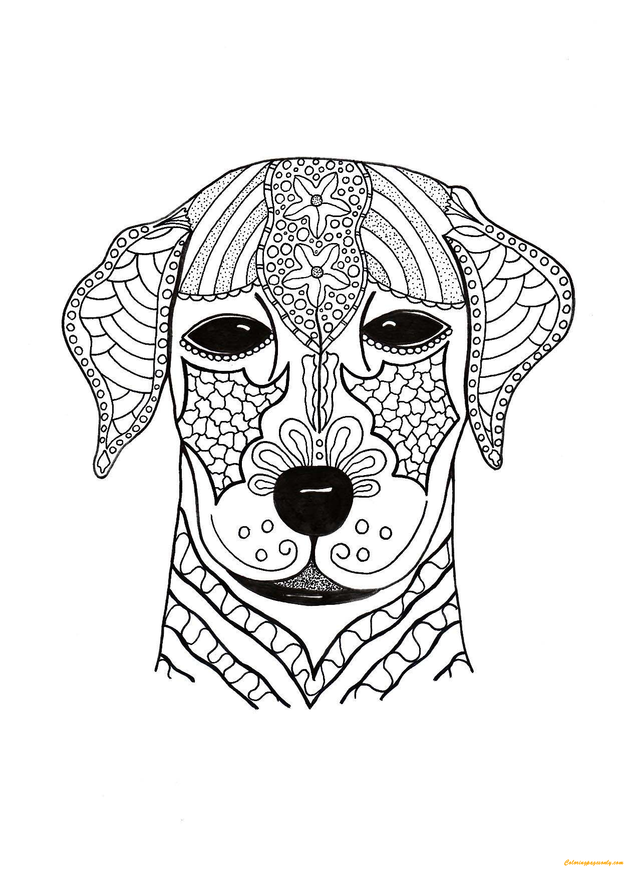 Cute Dog Face Coloring Pages - Hard Coloring Pages - Free Printable Coloring Pages Online