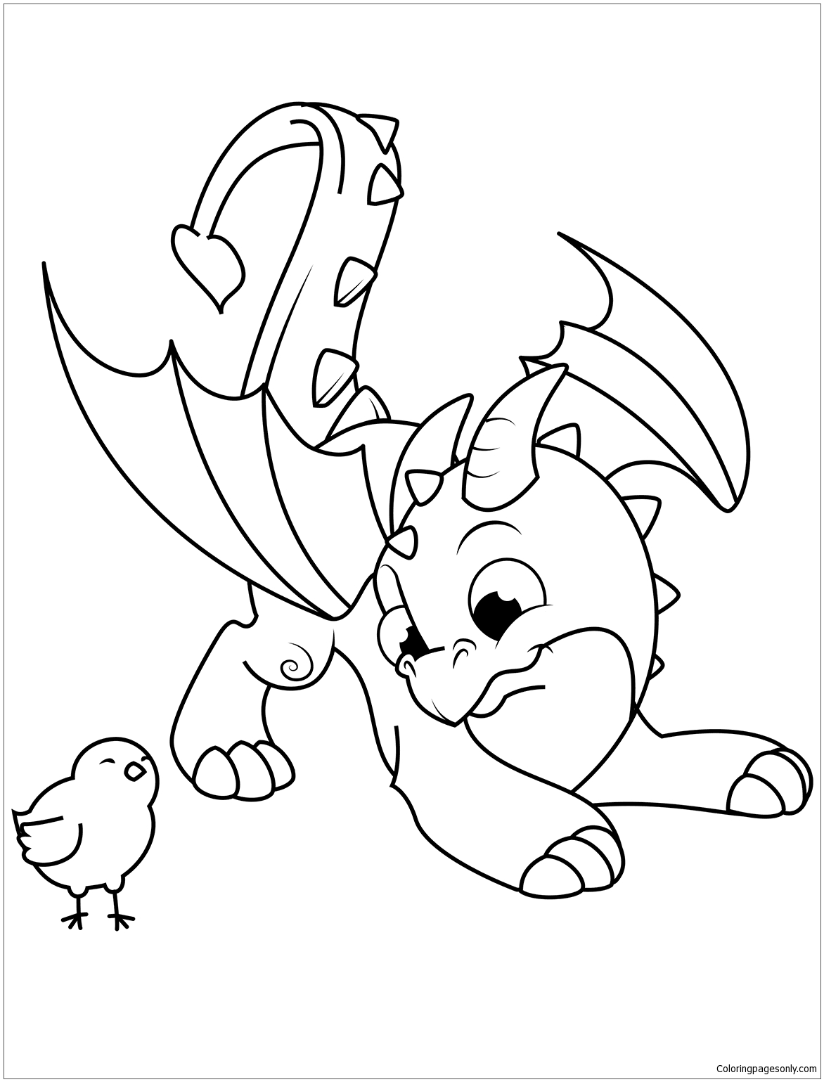 dragons cute coloring page