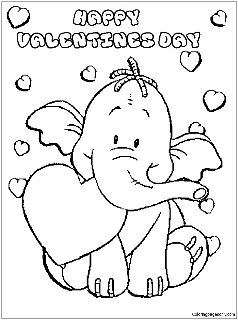 Elephant Valentine Coloring Page - 205+ SVG File for DIY Machine