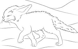 Cute Fennec Fox Walks Coloring Page