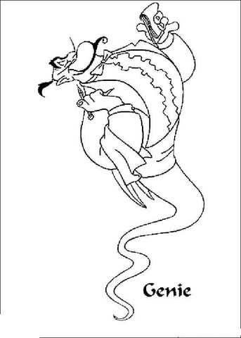 Genie, the waiter  from Aladdin Coloring Page