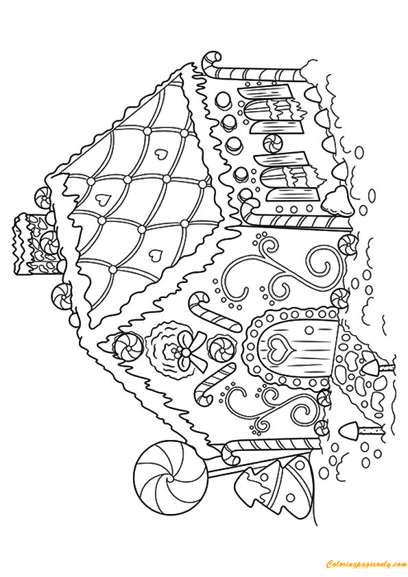 Download Cute Gingerbread House Coloring Page - Free Coloring Pages Online