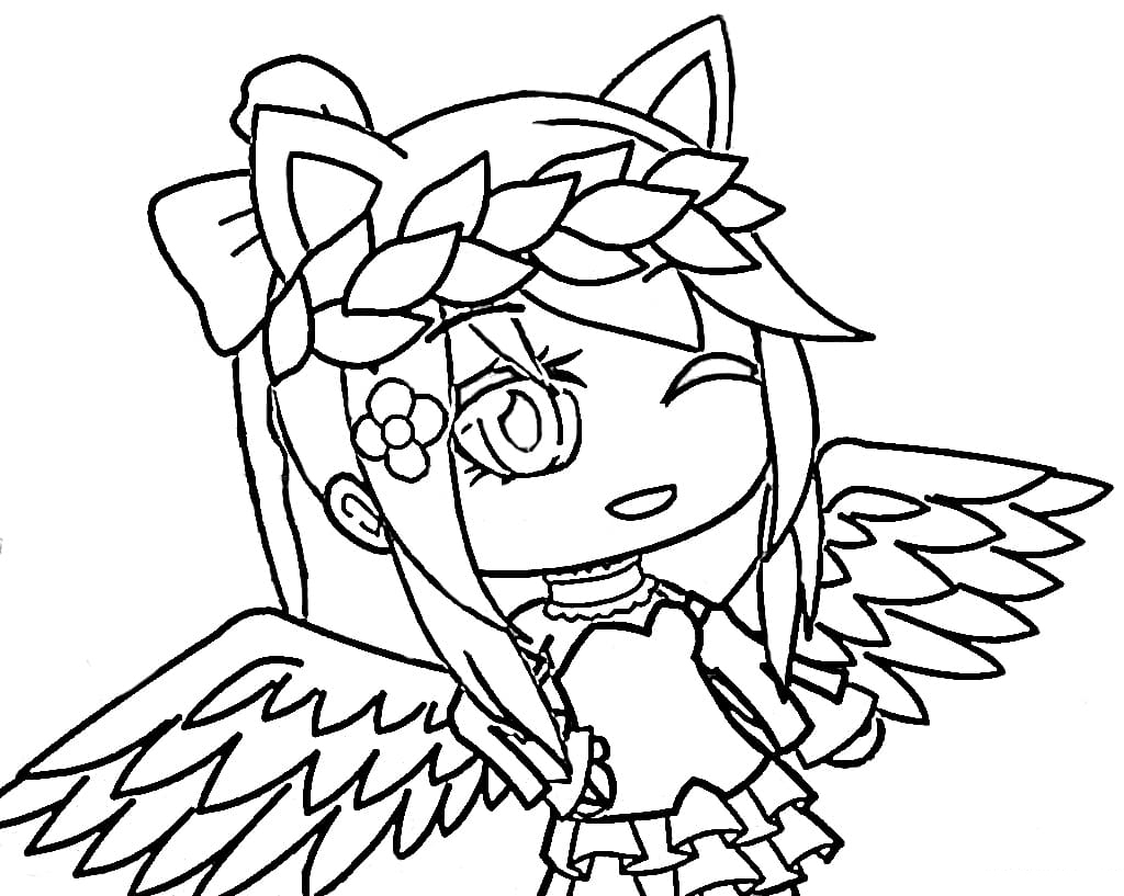 Раскраска Милая девочка с двумя крыльями