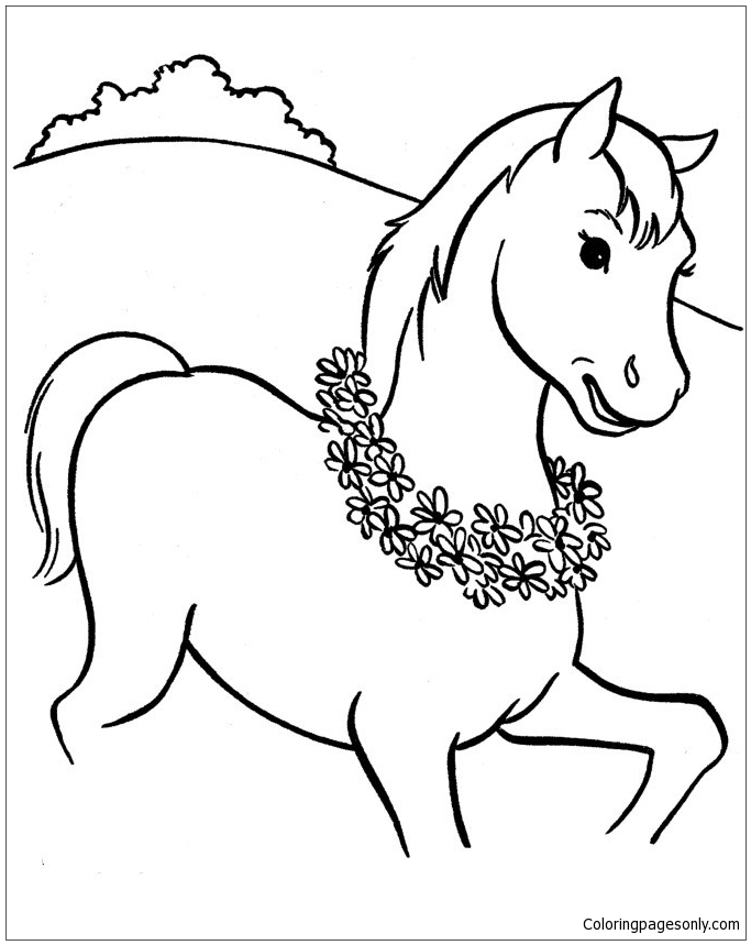Cute Horse Colt Walking Coloring Pages