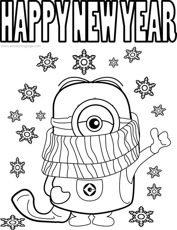 Cute Image For New Year Coloring Page