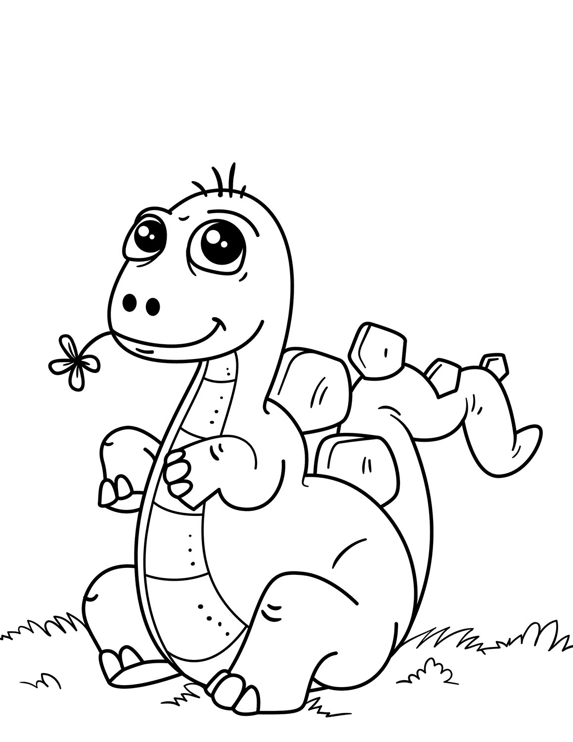 Cute Little Dinosaur Coloring Page