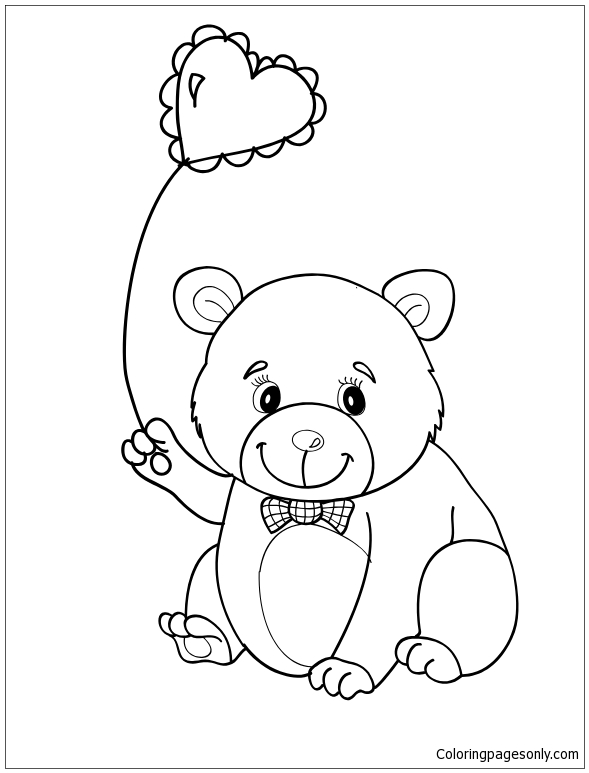 Cute Love Bear Coloring Page