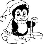 Cute Penguin On Christmas Coloring Page