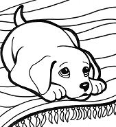 Cute Puppy Lying On Carpet Coloring Pages