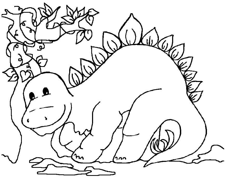 Милый стегозавр возле дерева из Разное. Динозавры