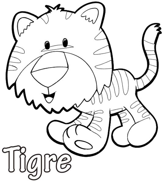 Cute Tigre Animal Coloring Page