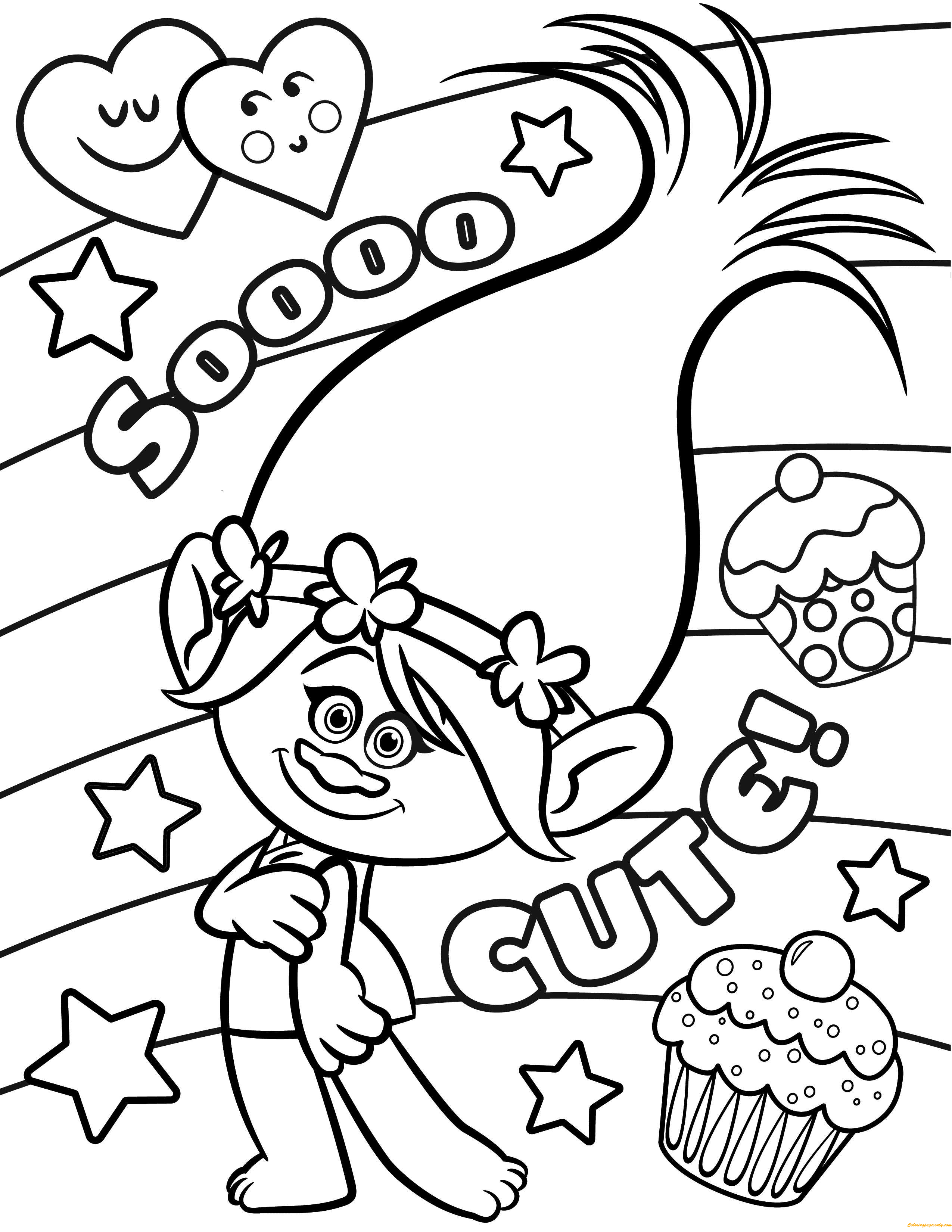 Cute Trolls Coloring  Pages  Cartoons Coloring  Pages  