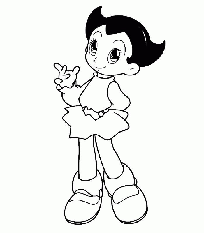 Cute Uran Astro Girl From Astro Boy Animation Coloring Pages