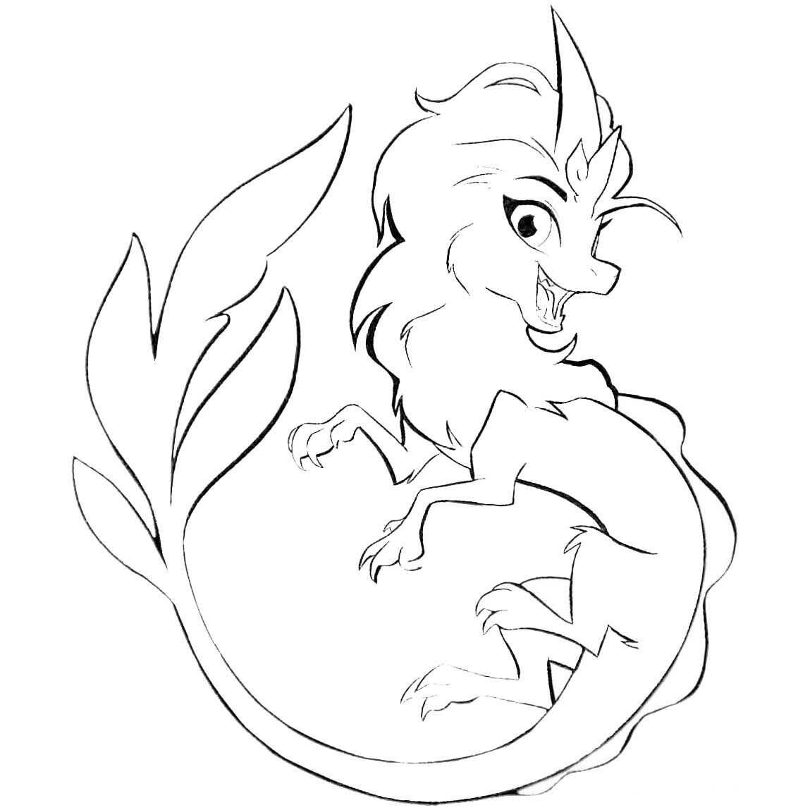 Desenho para colorir do Sisu do dragão de água fofo