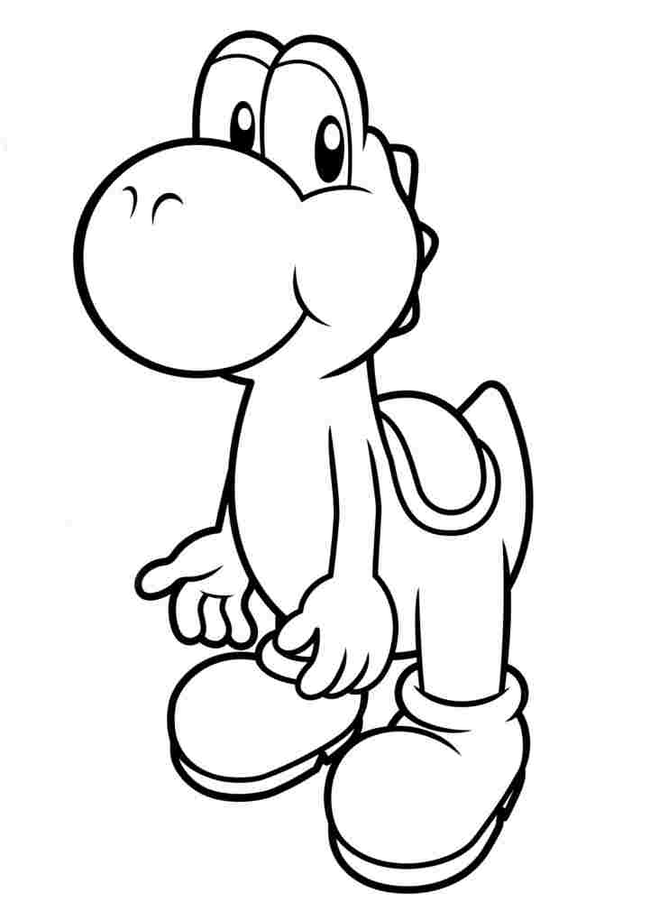Cute Yoshi Shadow Thrust in Super Mario Bros Coloring Pages