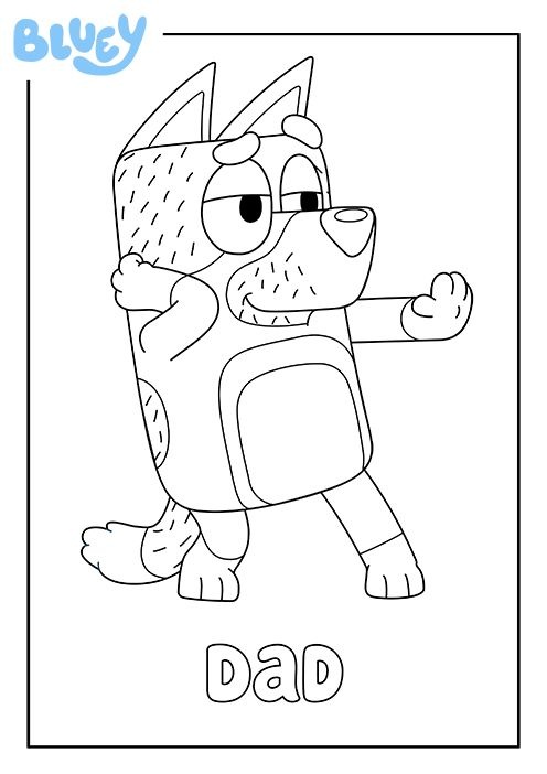 Dad Bluey Character Coloring Page