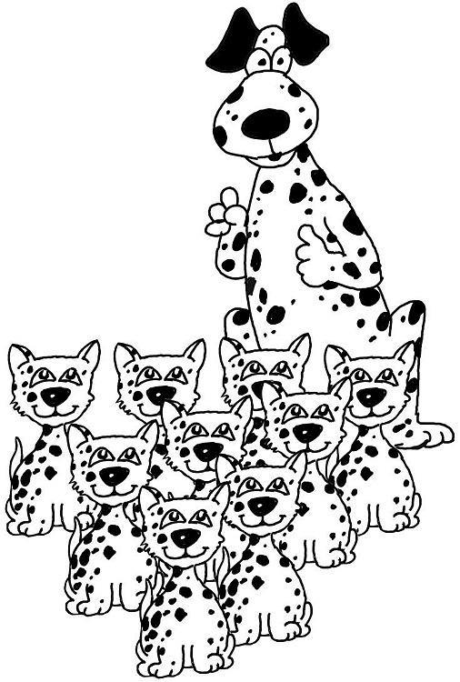 Dalmatian with puppies Coloring Page