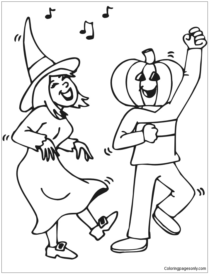 Dancing At Halloween Party Coloring Pages