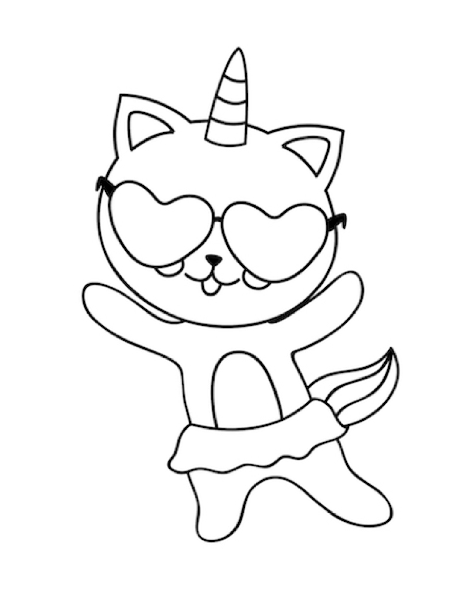 Dancing Unicorn Cat Coloring Page