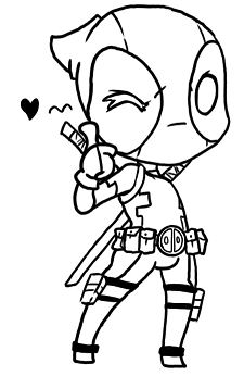 Deadpool Chibi 1 Coloring Page