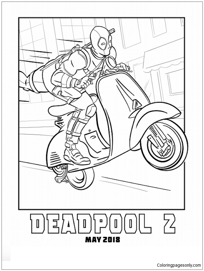 Deadpool fährt Motorrad aus Deadpool 2 aus Deadpool