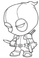 Chibi Deadpool Is Ready Coloring Pages