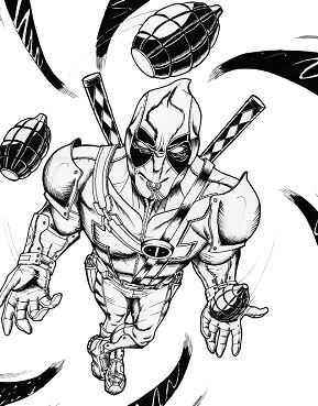 Página para colorir Deadpool Online 9