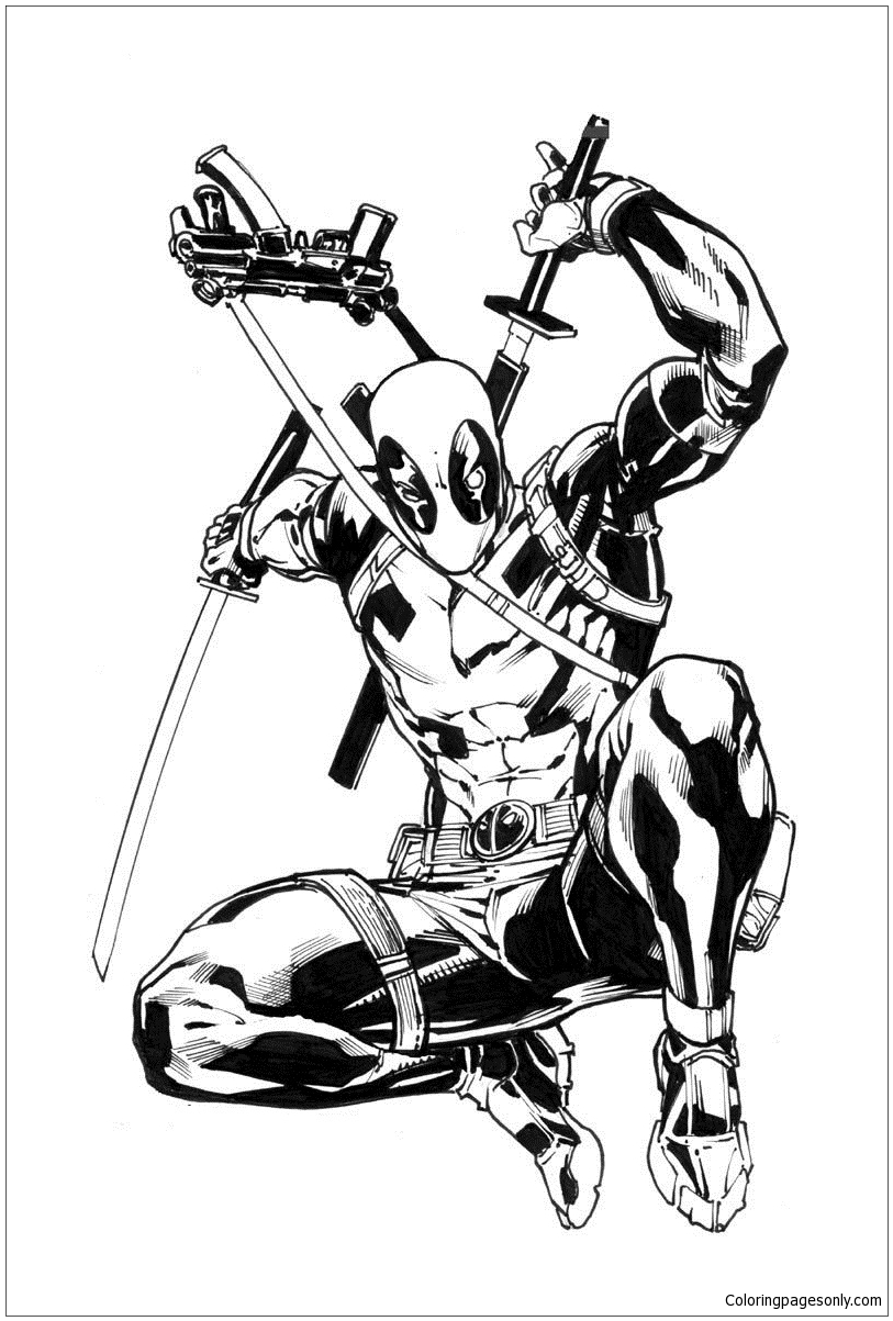Deadpool Sketch Coloring Page