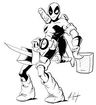 Deadpool: Sword in a box by MarkAGilchrist Coloring Page