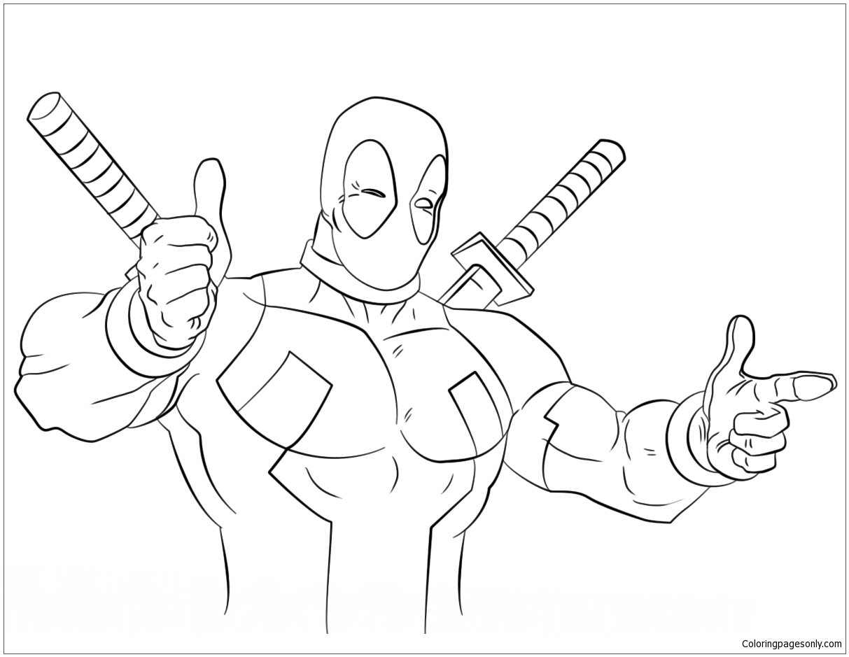 Deadpool Thumb s Up Coloring Page