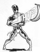Deadpool com arma para colorir