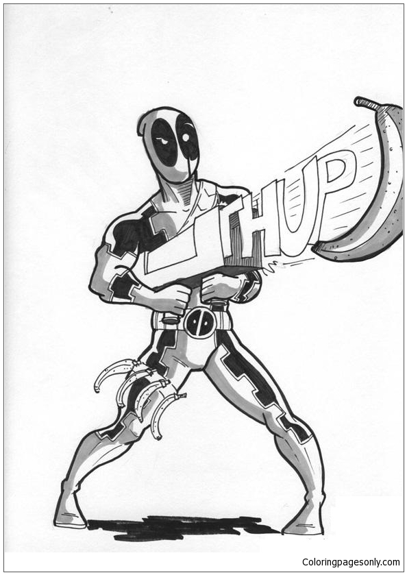 Deadpool With Gun Coloring Pages