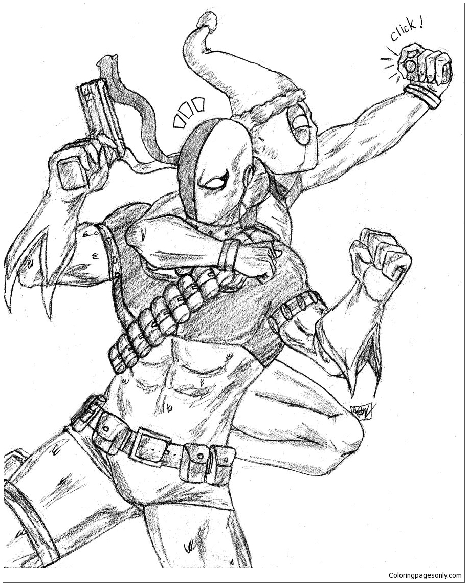 Download Deathstroke and Deadpool X-Mas Coloring Page - Free Coloring Pages Online