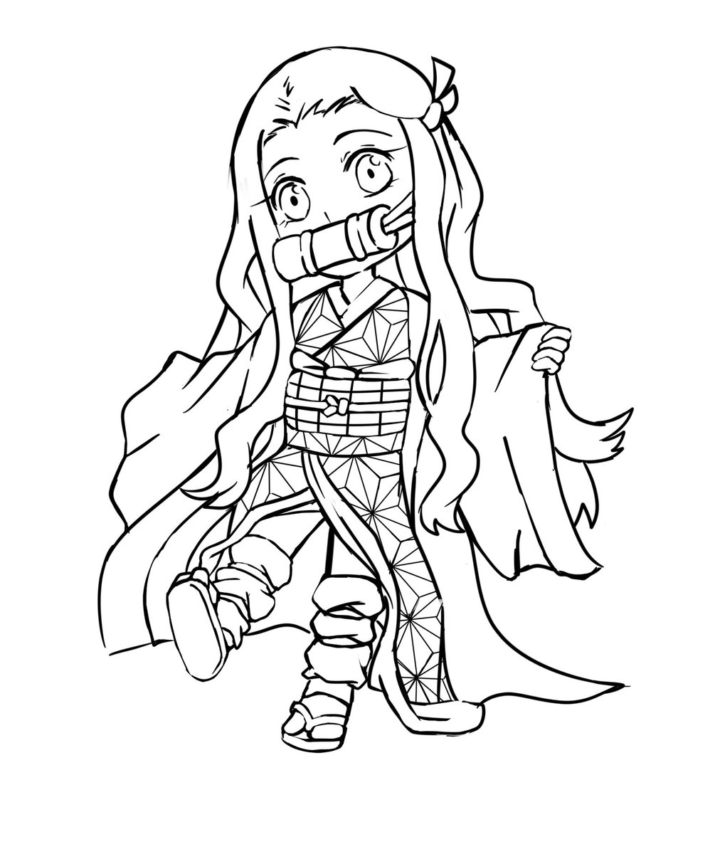 Printable Coloring Nezuko Coloring Pages