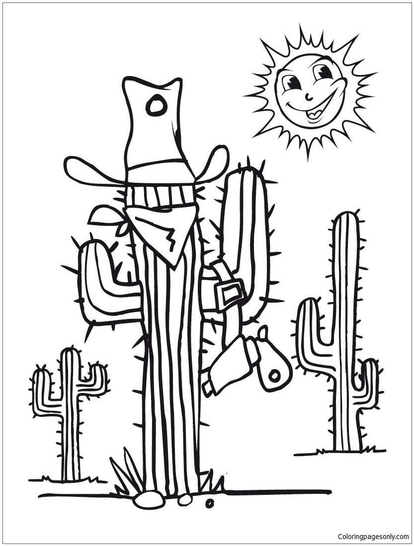 Desert Cactus Coloring Page Free Printable Coloring Pages